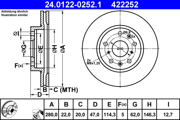 ATE 24.0122-0252.1 Disc frana