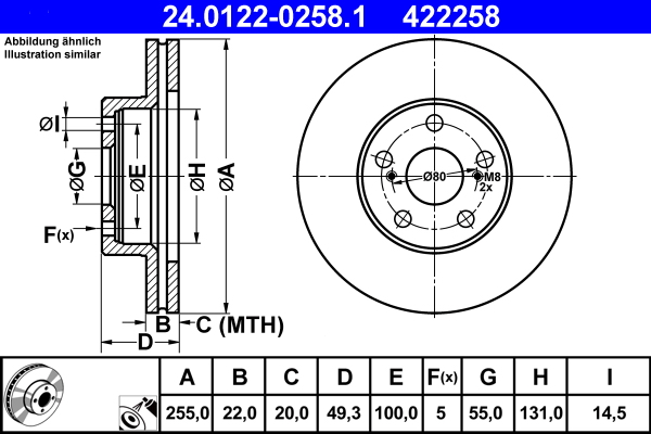 ATE 24.0122-0258.1 Disc frana