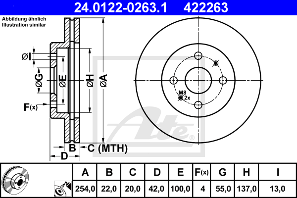 ATE 24.0122-0263.1 Discofreno-Discofreno-Ricambi Euro