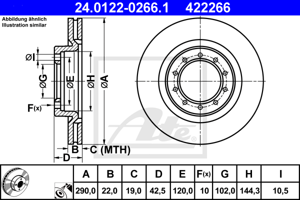 ATE 24.0122-0266.1 Discofreno-Discofreno-Ricambi Euro