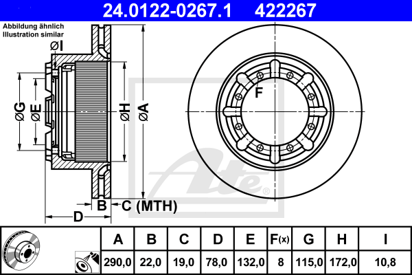 ATE 24.0122-0267.1 Discofreno-Discofreno-Ricambi Euro