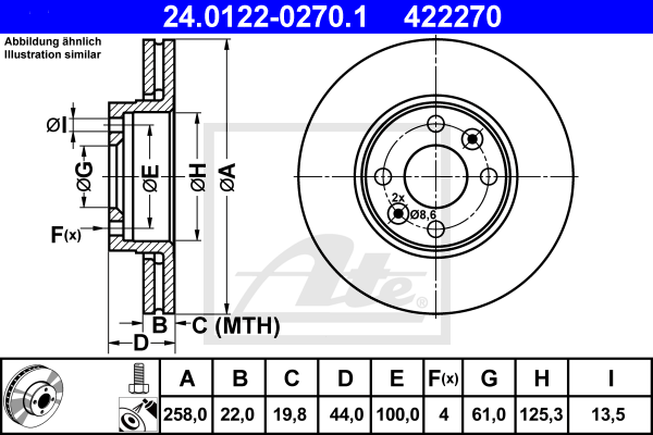 ATE 24.0122-0270.1 Discofreno-Discofreno-Ricambi Euro