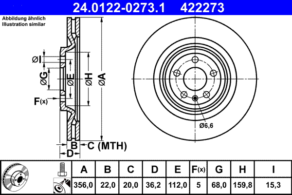 ATE 24.0122-0273.1 Disc frana