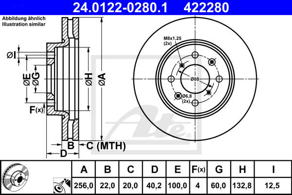 ATE 24.0122-0280.1 Discofreno-Discofreno-Ricambi Euro