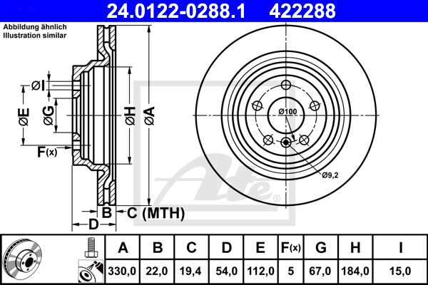 ATE 24.0122-0288.1 Discofreno-Discofreno-Ricambi Euro