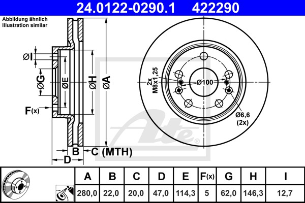 ATE 24.0122-0290.1 Discofreno-Discofreno-Ricambi Euro