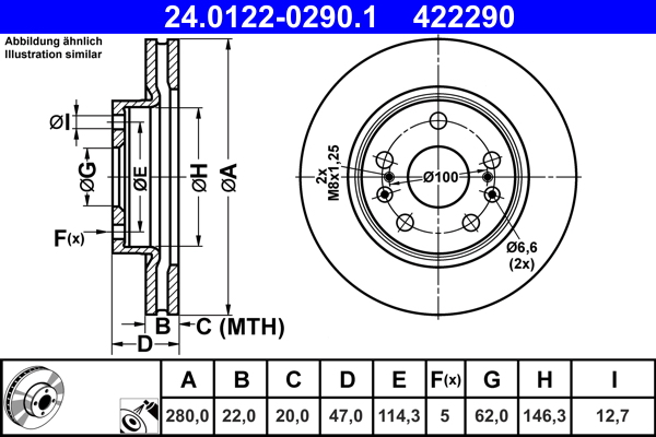 ATE 24.0122-0290.1 Disc frana