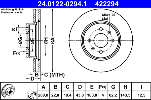 ATE 24.0122-0294.1 Disc frana