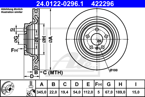 ATE 24.0122-0296.1 Discofreno-Discofreno-Ricambi Euro