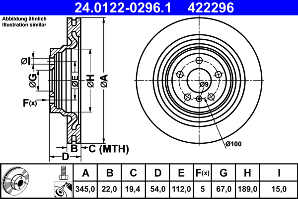 ATE 24.0122-0296.1 Disc frana