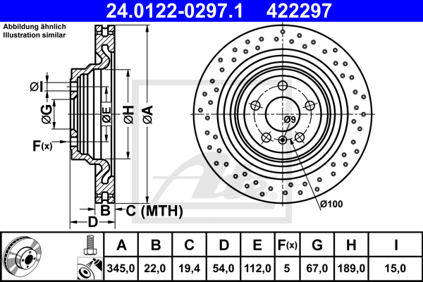 ATE 24.0122-0297.1 Discofreno-Discofreno-Ricambi Euro