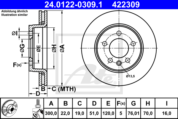 ATE 24.0122-0309.1 Discofreno-Discofreno-Ricambi Euro