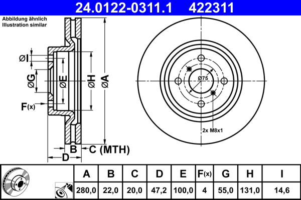 ATE 24.0122-0311.1 Disc frana