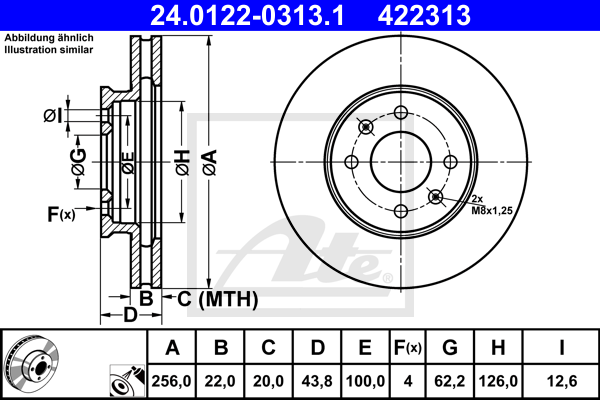 ATE 24.0122-0313.1 Discofreno-Discofreno-Ricambi Euro