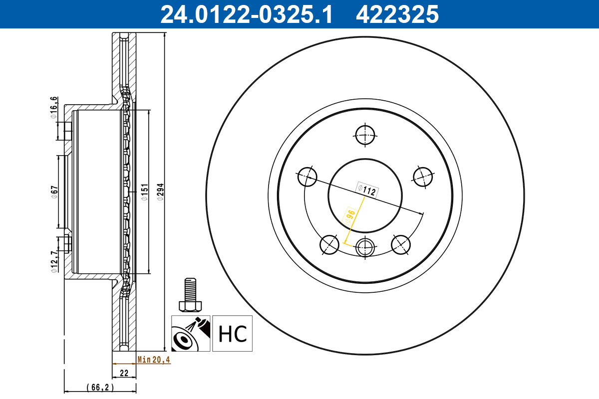 ATE 24.0122-0325.1 Brake...