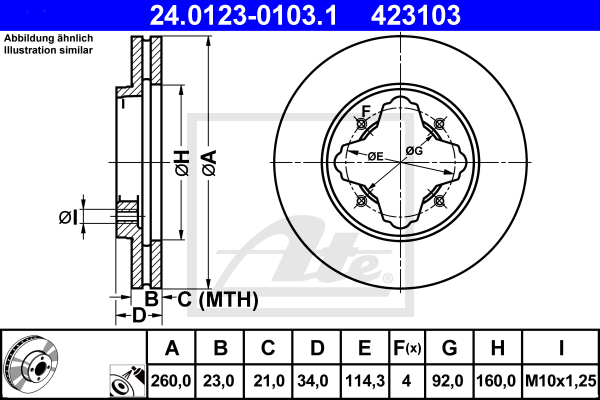 ATE 24.0123-0103.1 Discofreno-Discofreno-Ricambi Euro