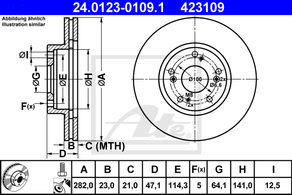 ATE 24.0123-0109.1 Discofreno-Discofreno-Ricambi Euro