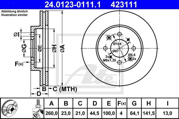 ATE 24.0123-0111.1 Discofreno-Discofreno-Ricambi Euro