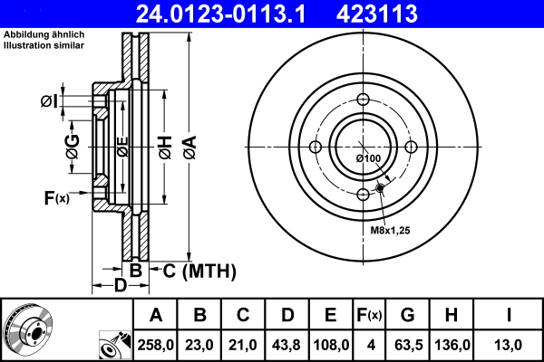 ATE 24.0123-0113.1 Disc frana