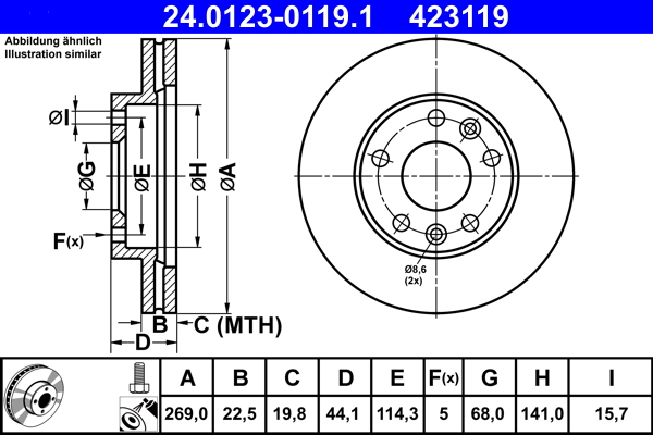 ATE 24.0123-0119.1 Disc frana