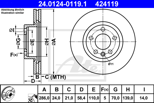 ATE 24.0124-0119.1 Discofreno-Discofreno-Ricambi Euro