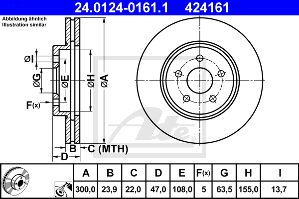 ATE 24.0124-0161.1 Discofreno-Discofreno-Ricambi Euro