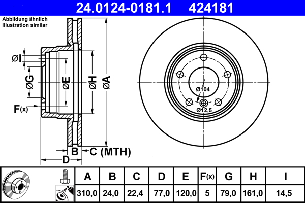 ATE 24.0124-0181.1 Disc frana