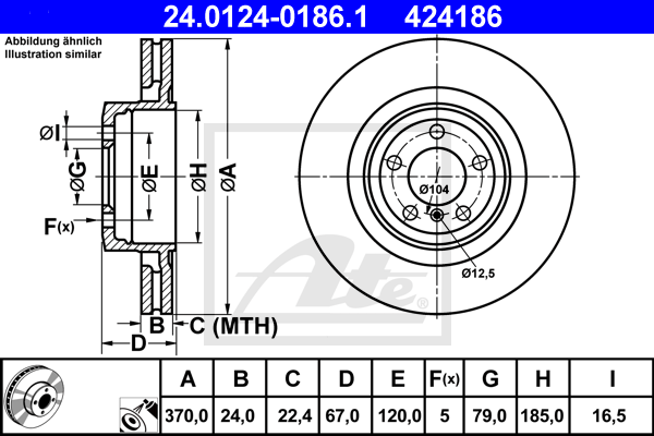 ATE 24.0124-0186.1 Discofreno-Discofreno-Ricambi Euro