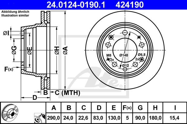 ATE 24.0124-0190.1 Discofreno-Discofreno-Ricambi Euro