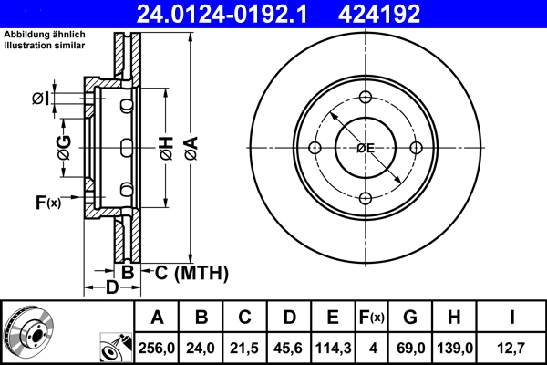 ATE 24.0124-0192.1 Disc frana