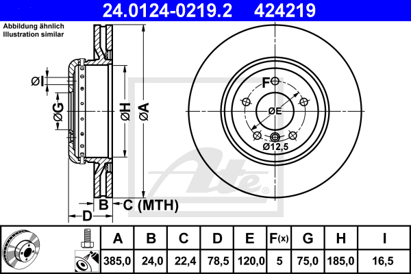 ATE 24.0124-0219.2 Discofreno-Discofreno-Ricambi Euro