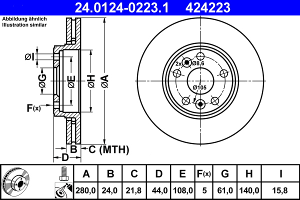 ATE 24.0124-0223.1 Bremsscheibe