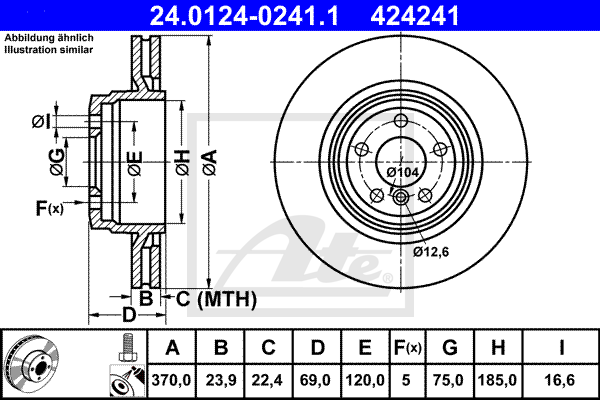 ATE 24.0124-0241.1 Discofreno-Discofreno-Ricambi Euro