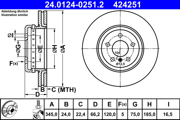 ATE 24.0124-0251.2 Disc frana