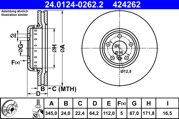 ATE 24.0124-0262.2 Disc frana