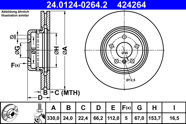 ATE 24.0124-0264.2 Bremsscheibe