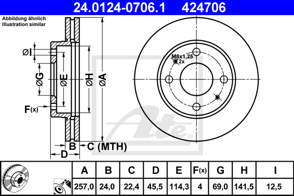 ATE 24.0124-0706.1 Discofreno-Discofreno-Ricambi Euro