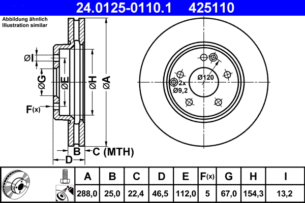 ATE 24.0125-0110.1 Disc frana