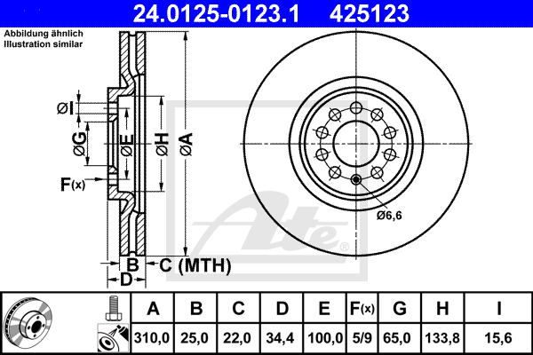 ATE 24.0125-0123.1 Discofreno-Discofreno-Ricambi Euro