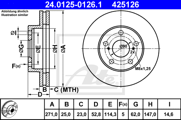 ATE 24.0125-0126.1 Discofreno-Discofreno-Ricambi Euro