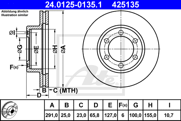 ATE 24.0125-0135.1 Discofreno-Discofreno-Ricambi Euro