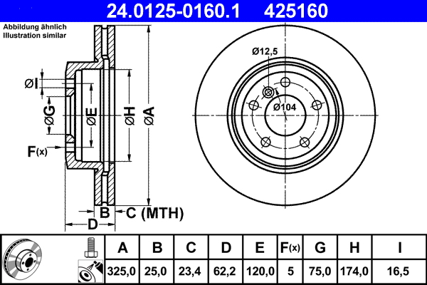 ATE 24.0125-0160.1 Disc frana