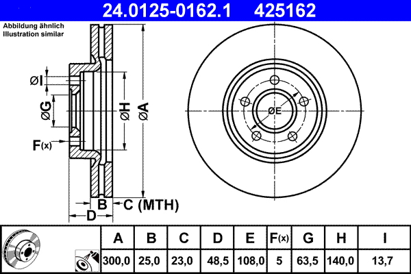 ATE 24.0125-0162.1 Disc frana