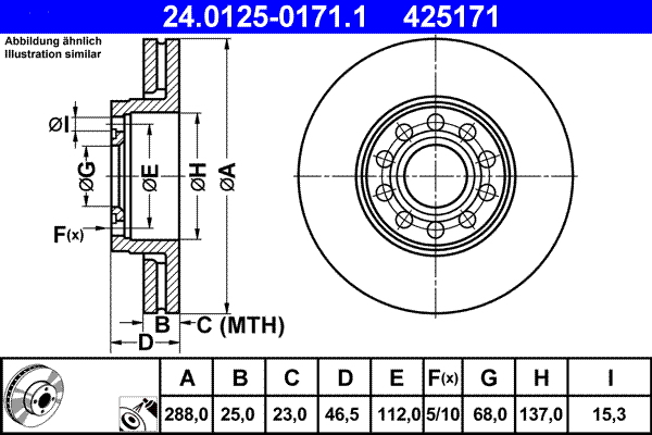 ATE 24.0125-0171.1 Disc frana