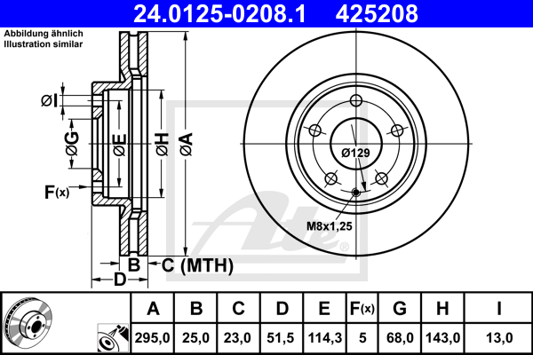 ATE 24.0125-0208.1 Discofreno-Discofreno-Ricambi Euro