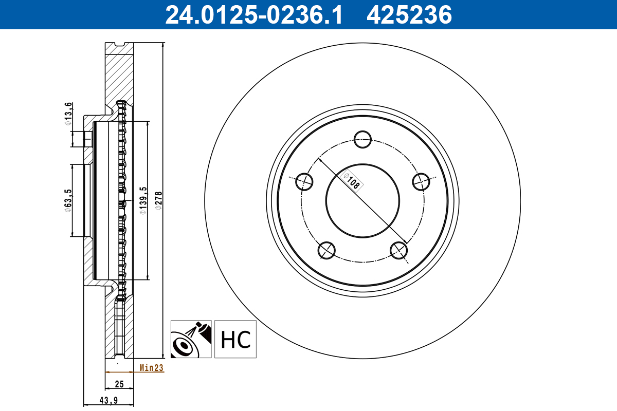 ATE 24.0125-0236.1 Δισκόπλακα