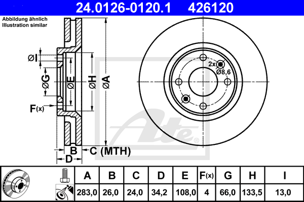 ATE 24.0126-0120.1 Discofreno-Discofreno-Ricambi Euro