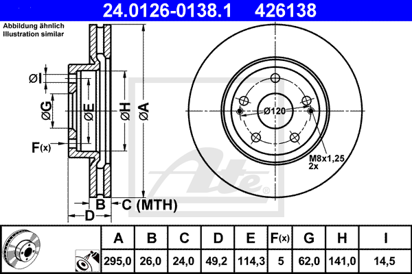 ATE 24.0126-0138.1 Discofreno-Discofreno-Ricambi Euro