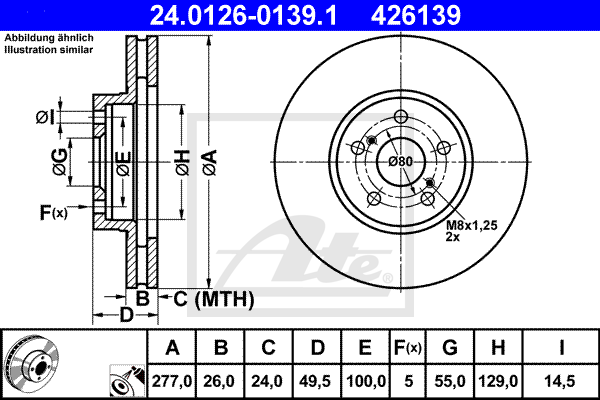 ATE 24.0126-0139.1 Discofreno-Discofreno-Ricambi Euro