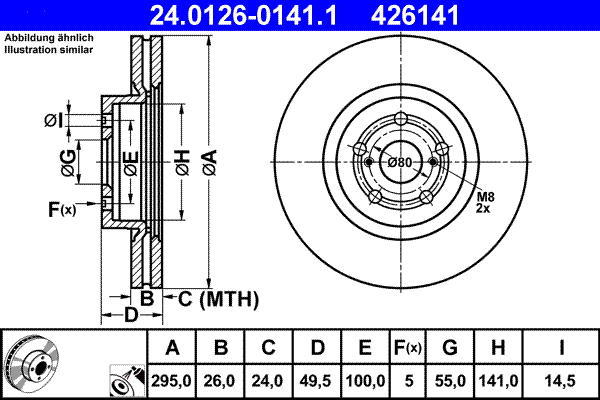 ATE 24.0126-0141.1 Disc frana